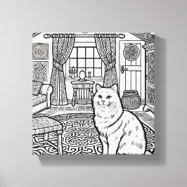 Moedige en gemakkelijke kat #27 canvas afdruk