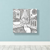 Moedige en gemakkelijke kat #31 canvas afdruk (Insitu (Houten vloer))