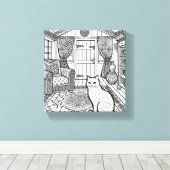 Moedige en gemakkelijke kat #38 canvas afdruk (Insitu (Houten vloer))