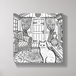 Moedige en gemakkelijke kat #38 canvas afdruk