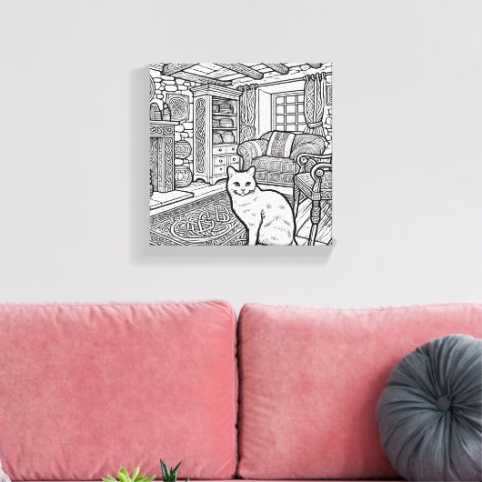 Moedige en gemakkelijke kat #3 canvas afdruk (Insitu (Woonkamer))