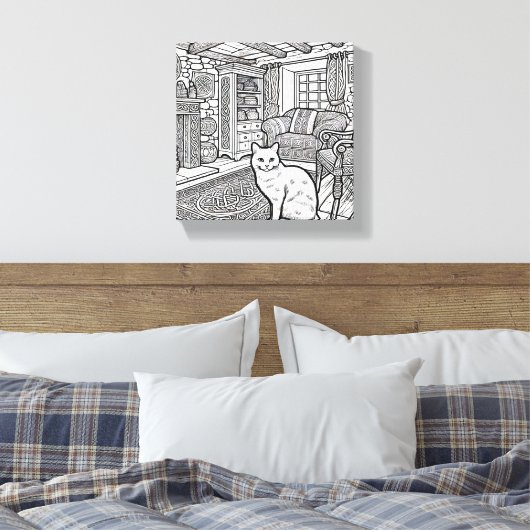 Moedige en gemakkelijke kat #3 canvas afdruk (Insitu (Slaapkamer))
