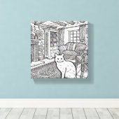 Moedige en gemakkelijke kat #3 canvas afdruk (Insitu (Houten vloer))