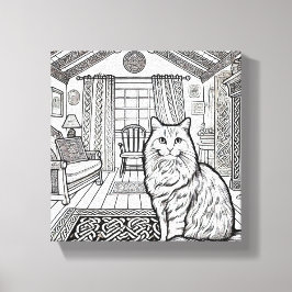 Moedige en gemakkelijke kat #47 canvas afdruk