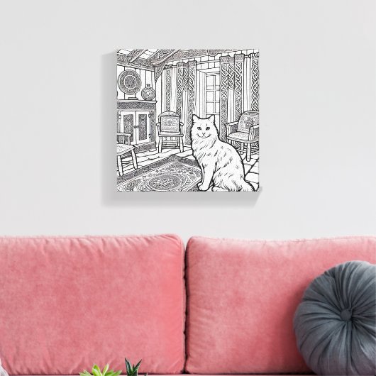 Moedige en gemakkelijke kat #4 canvas afdruk (Insitu (Woonkamer))