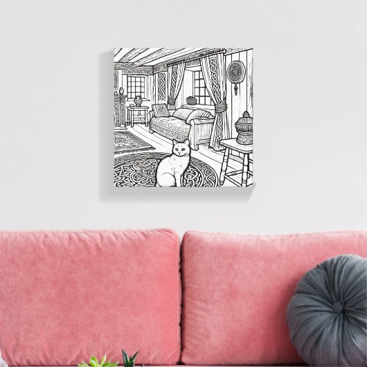 Moedige en gemakkelijke kat #50 canvas afdruk (Insitu (Woonkamer))