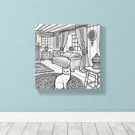 Moedige en gemakkelijke kat #50 canvas afdruk (Insitu (Houten vloer))