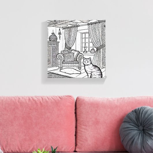 Moedige en gemakkelijke kat #5 canvas afdruk (Insitu (Woonkamer))