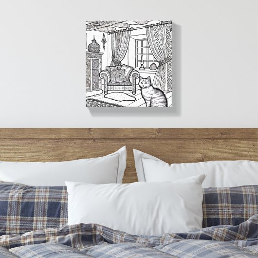 Moedige en gemakkelijke kat #5 canvas afdruk (Insitu (Slaapkamer))