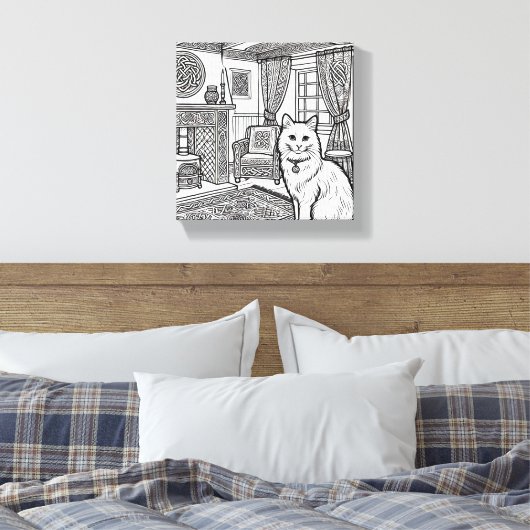 Moedige en gemakkelijke kat #6 canvas afdruk (Insitu (Slaapkamer))