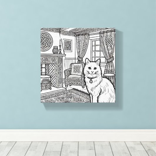 Moedige en gemakkelijke kat #6 canvas afdruk (Insitu (Houten vloer))