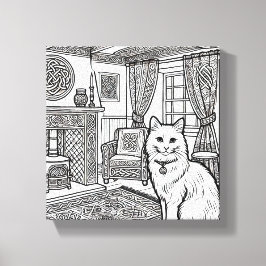 Moedige en gemakkelijke kat #6 canvas afdruk