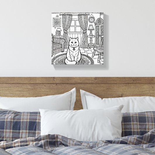 Moedige en gemakkelijke kat #7 canvas afdruk (Insitu (Slaapkamer))