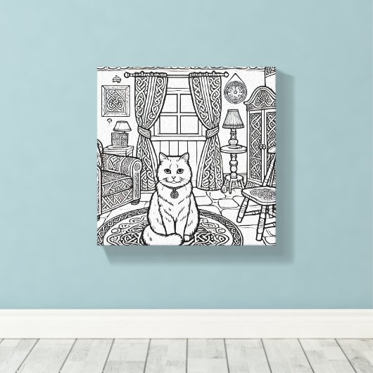 Moedige en gemakkelijke kat #7 canvas afdruk (Insitu (Houten vloer))