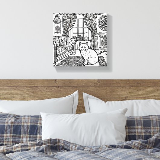 Moedige en gemakkelijke kat #8 canvas afdruk (Insitu (Slaapkamer))