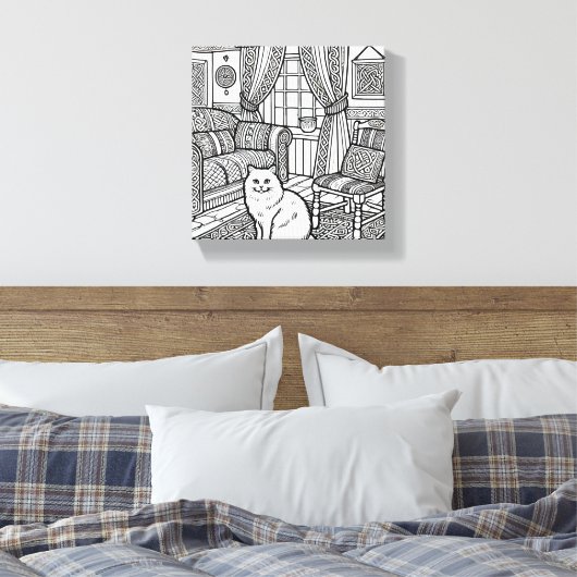 Moedige en gemakkelijke kat #9 canvas afdruk (Insitu (Slaapkamer))