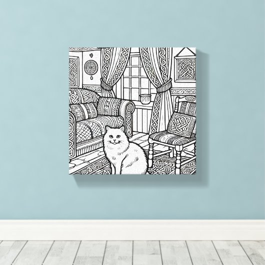 Moedige en gemakkelijke kat #9 canvas afdruk (Insitu (Houten vloer))
