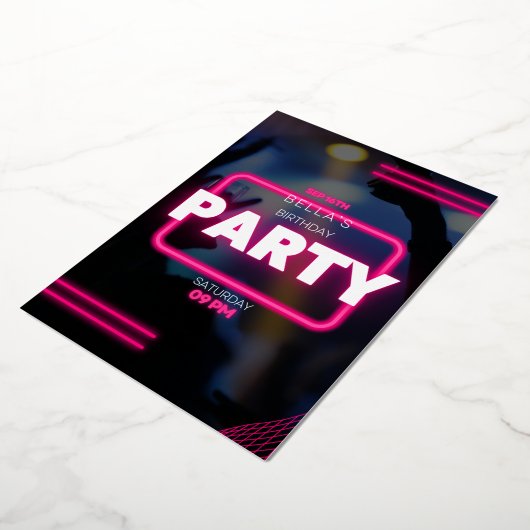 Moedige en heldere verjaardag uitnodiging | Plezie (Gedraaid)