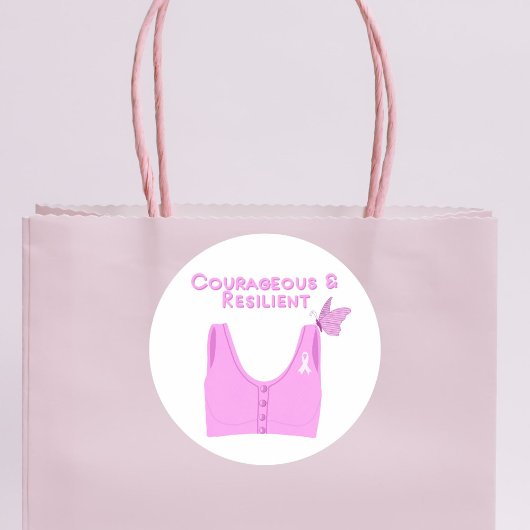 Moedige en veerkrachtige borstkanker BH Ronde Sticker