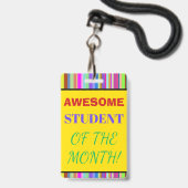 Moedige "Geweldige Student van de Maand!"-Badge Badge (Achterkant met lanyard)