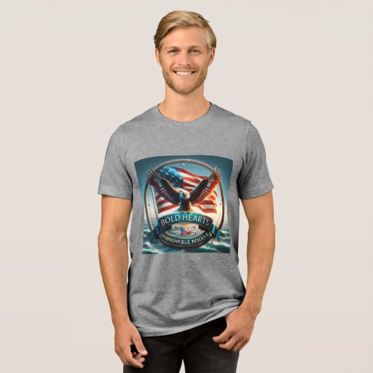 Moedige harten, onbreekbare vastberadenheid Patrio Tri-Blend Shirt (Voorkant volledig)