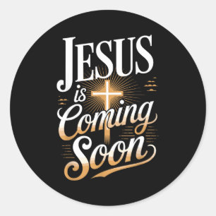 Moedige Jezus Komt Soon Christelijke Kleding Ronde Sticker