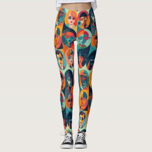 Moedige, kleurrijke gezichten die individualiteit  leggings