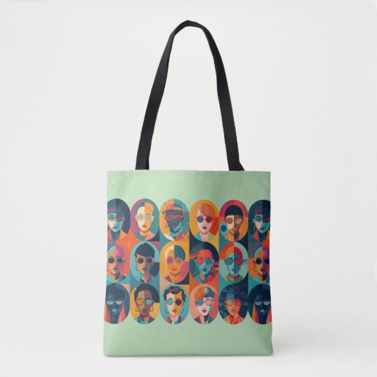 Moedige, kleurrijke gezichten die individualiteit  tote bag (Voorkant)
