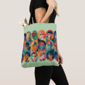 Moedige, kleurrijke gezichten die individualiteit  tote bag (Dichtbij)