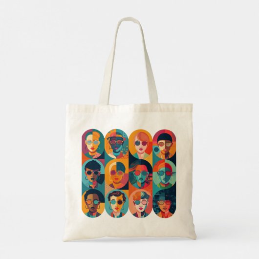 Moedige, kleurrijke gezichten die individualiteit  tote bag (Achterkant)