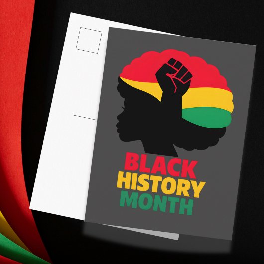 Moedige, levendige pan-Afrikaanse silhouet Afro vr Briefkaart