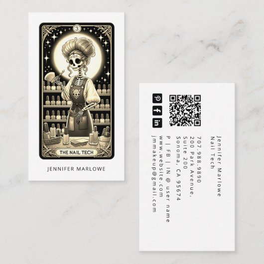Moedige Nagel Tech Tarotkaart Visitekaartje (Voorkant / Achterkant)