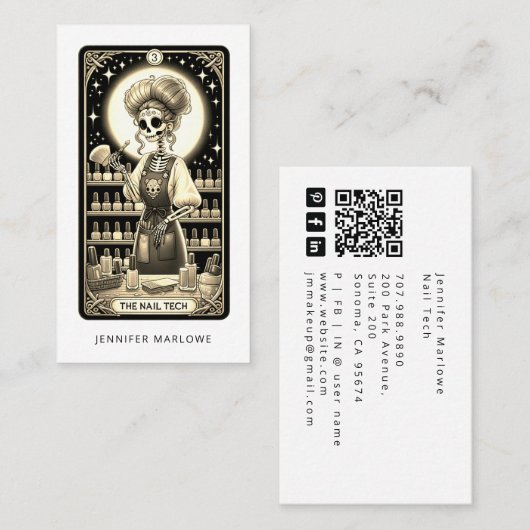 Moedige Nagel Tech Tarotkaart Visitekaartje (Voorkant / Achterkant)