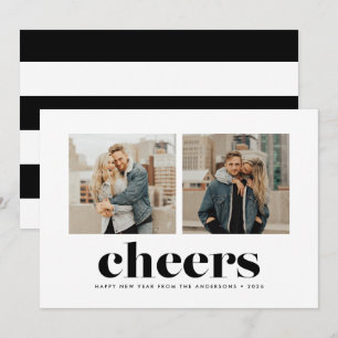 Moedige Nieuwjaarskaart met Twee Foto's Feestdagenkaart