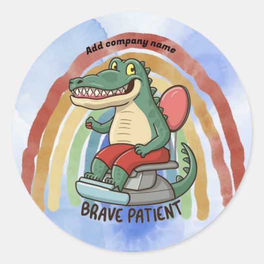 Moedige patiënt Crocodail Tandarts Ronde Sticker (Voorkant)