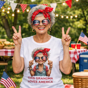 Moedige Patriotische Oma Design – Leuke Retro Amer Tri-Blend Shirt