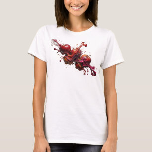 Moedige Rode Abstracte Appel Mode Print T-shirt
