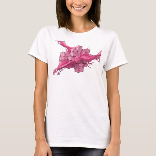 Moedige Roze Abstracte Kubussen Grafisch Ontwerp T-shirt (Voorkant)