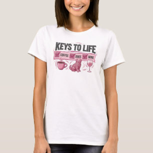 Moedige Roze COFFIE DAN WIJN Kunstontwerp T-shirt