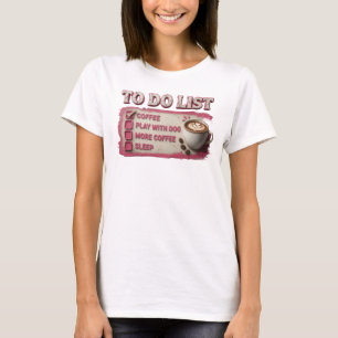 Moedige Roze COFFIE SPELEN MET HOND Artistiek Moti T-shirt
