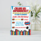 Moedige Superheld Verjaardagsuitnodiging Kaart (Staand voorkant)