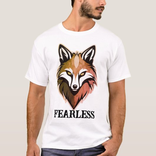 Moedige Wolf Slogan T-Shirt – Freefit Klassiek Kat (Voorkant)