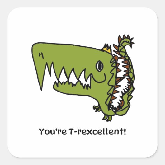 Moedigingssticker voor Kinderen - T-rex Vierkante Sticker (Voorkant)