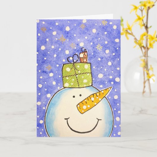 MoedigMe Sneeuwman Kaart (Gele Bloem)