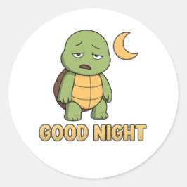 Moeë schildpad die Goedenacht zegt Ronde Sticker
