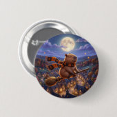 Moeheksenvliegerbezem Capybara Knopspeld Ronde Button 5,7 Cm (Voorkant /achterkant)