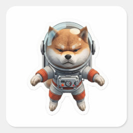 Moeie 3D Shiba Inu Astronaut Ruimte Hond Vinyl Sti Vierkante Sticker