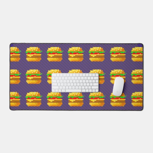 Moeie 8-bit Burger Kleurrijke Fast Food Fun Pixelk Bureaumat (Keyboard & Muis)