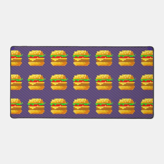 Moeie 8-bit Burger Kleurrijke Fast Food Fun Pixelk Bureaumat (Voorkant)