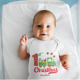 Moeie Aangepaste Baby's Eerste Kerstmis Trein Snee Romper